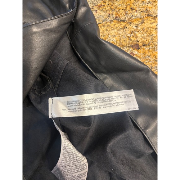 ZARA Black Faux Leather Puff Sleeve Button Front Midi Dress Size M‎ - Picture 7 of 9